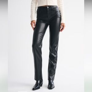 Abercrombie & Fitch Brown Faux Leather ultra high rise 90’s straight fit Pants